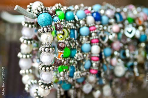 Bracelets made of white beads 