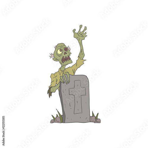 Raising From The Grave Creepy Zombie Outlined Drawing