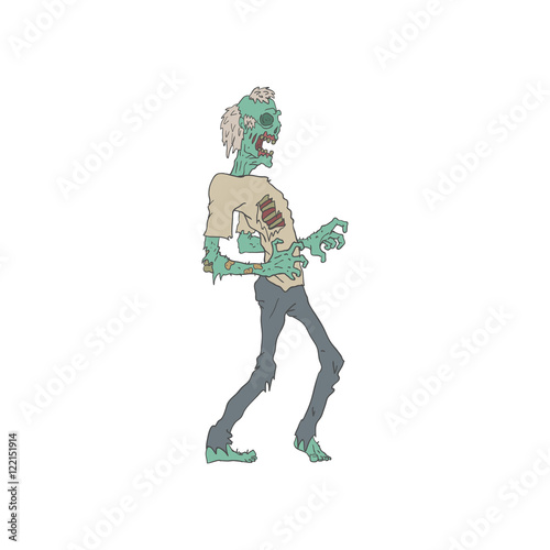 Barefoot Creepy Zombie Outlined Drawing