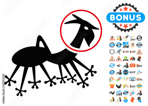 Alien Creature Skafandr icon with 2017 year bonus vector pictograms. Design style is flat symbols, white background.