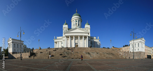 Helsinki Cathedral at the Senate Square in Panoramic View