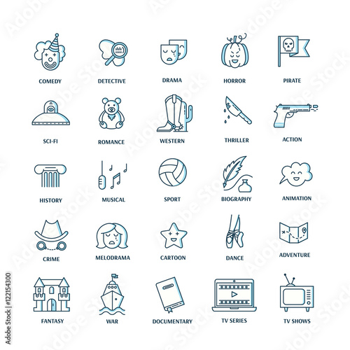 Film genre icon set