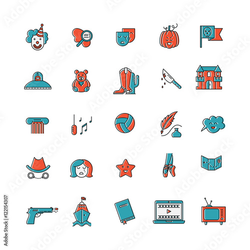 Film genre icon set
