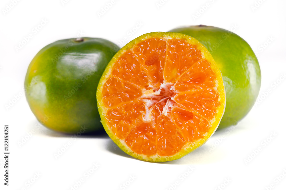 Orange fruit with half view isolated on white background Orange fruit with half view isolated on white background
