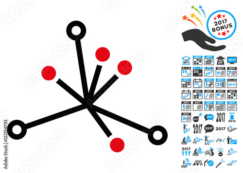 World Boom icon with 2017 year bonus vector pictographs. Collection style is flat symbols, white background. photo