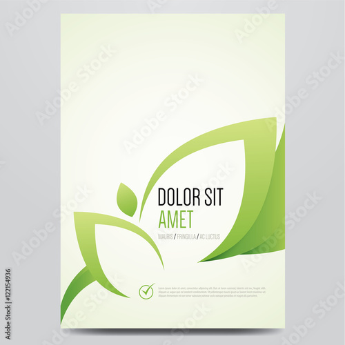 Green eco brochure, flyer, magazine cover, poster template. Modern vector leaf, environment design.