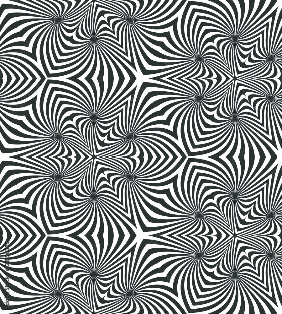 Vector Illustration.Seamless White and Black Spirals Pattern. Monochrome Geometric Abstract Background. Suitable for textile, fabric, packaging and web design. Vector Illustration.Seamless White and Black Spirals Pattern. Monochrome Geometric Abstract Background. Suitable for textile, fabric, packaging and web design.