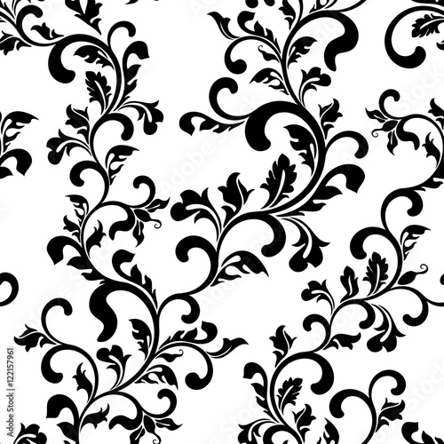 Seamless floral pattern on a white background. Vintage style. The pattern can be used for printing on textiles, wallpaper, packaging