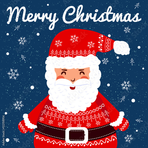 Funny santa. Christmas greeting card \ background.