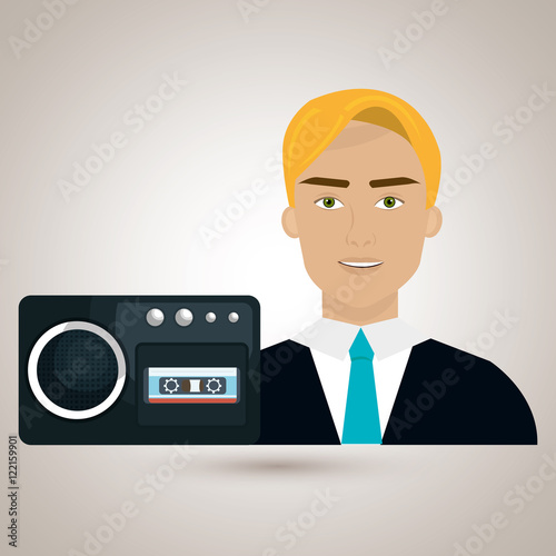 man voice recorder news vector illustration eps 10