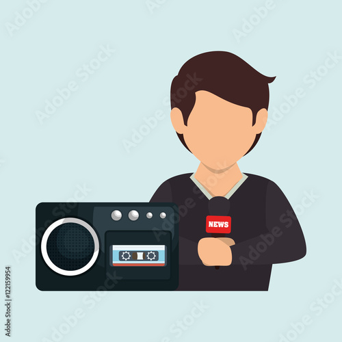 man voice recorder news vector illustration eps 10