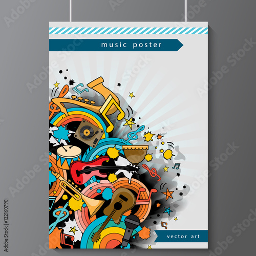 Hand Drawn Musical Poster - Vector Illustration, Graphic Design. For Web, Websites, Print, Presentation Templates, Mobile Applications And Promotional Materials