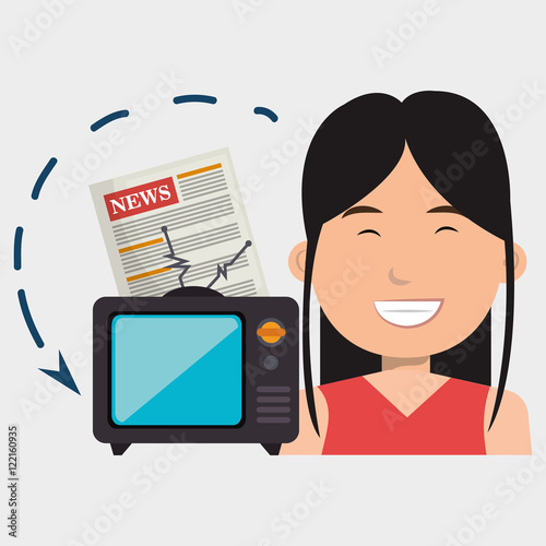 woman tv reportage news vector illustration eps 10