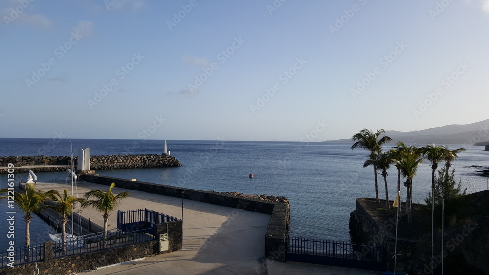 Beautiful coast and harbor of the Canary Island of Lanzarote