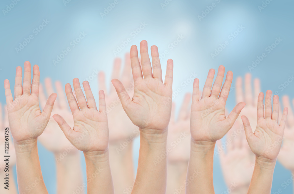 Hands up in the air - voting concept Hands up in the air - voting concept