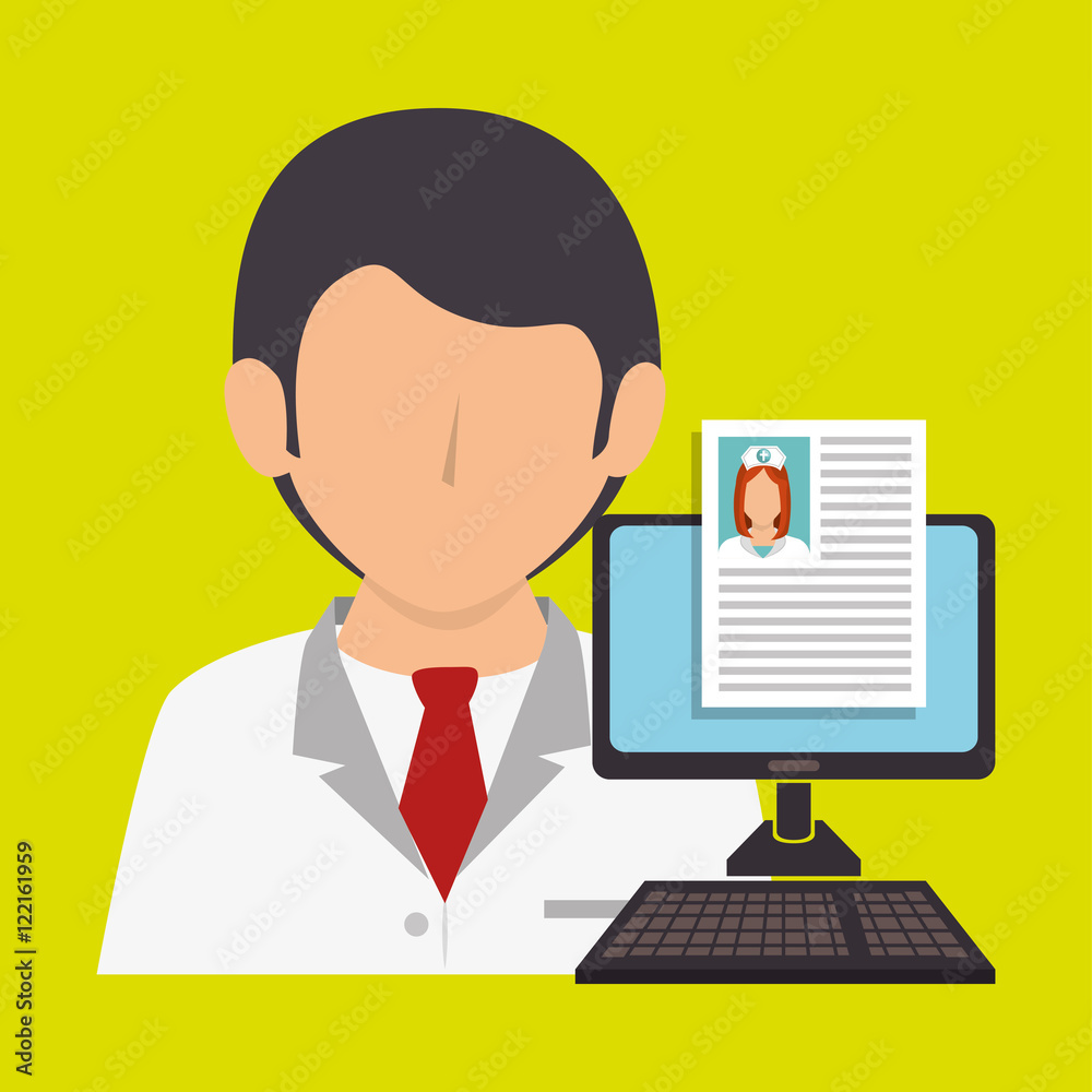 nurse computer service health vector illustration eps 10 nurse computer service health vector illustration eps 10