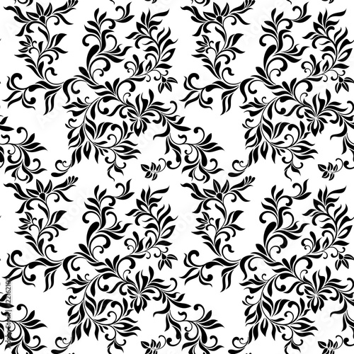 Seamless vector pattern: fantastic flowers on a white background