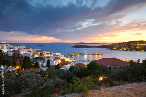 Batsi village on the coast of Andros island in Greece. © milangonda
