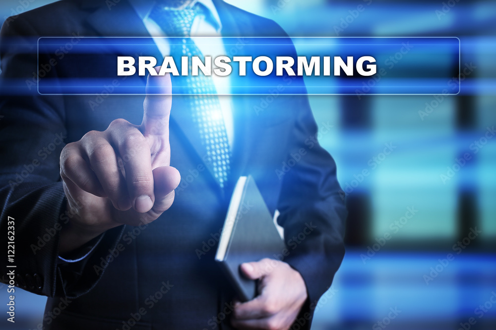 Businessman is pressing button on touch screen interface and selecting Businessman is pressing button on touch screen interface and selecting