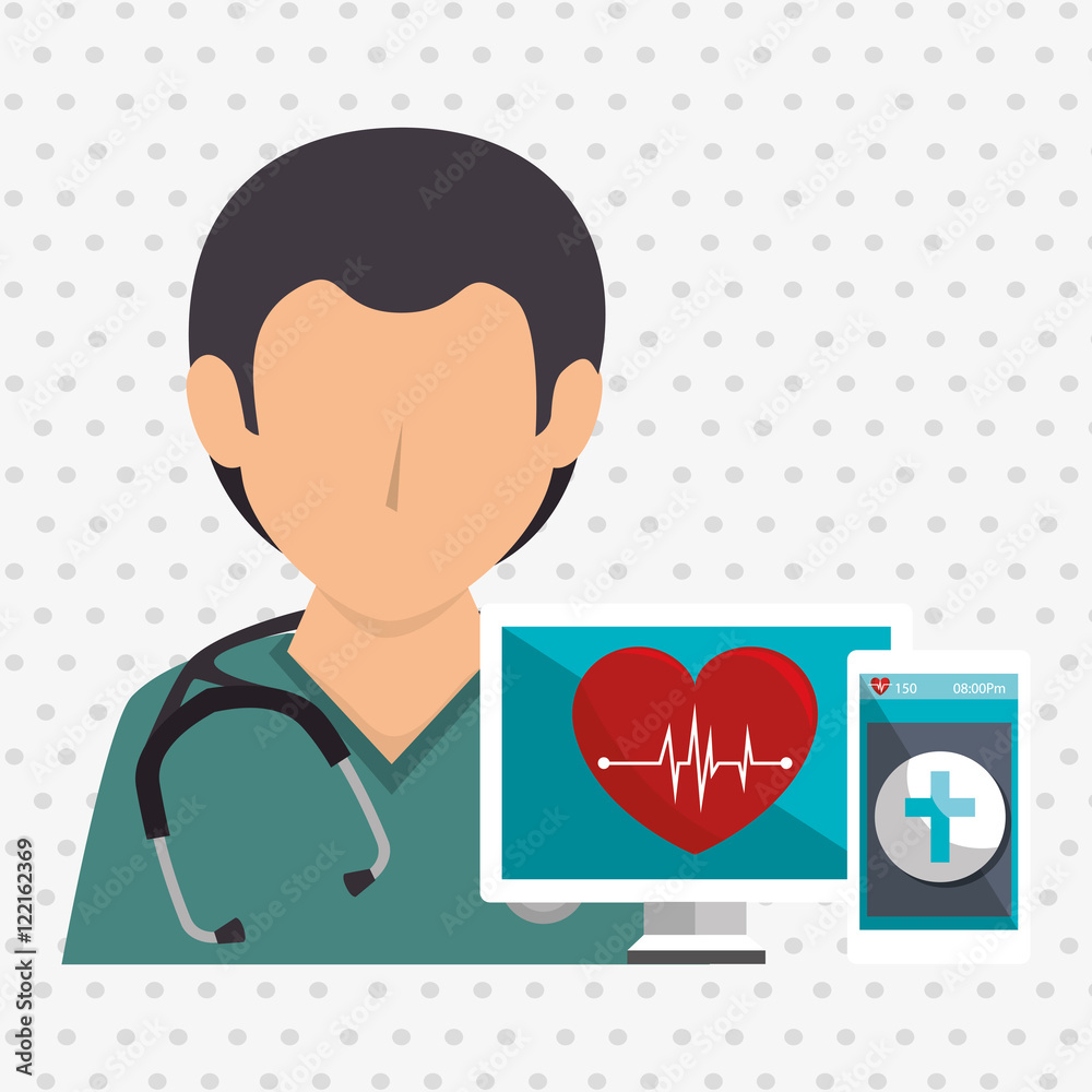 nurse computer service health vector illustration eps 10