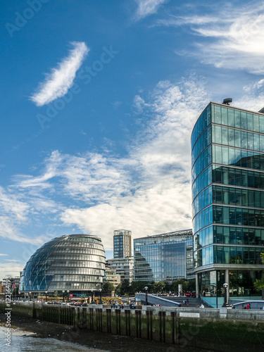 City Hall and Other Modern Buildings along the River Thames