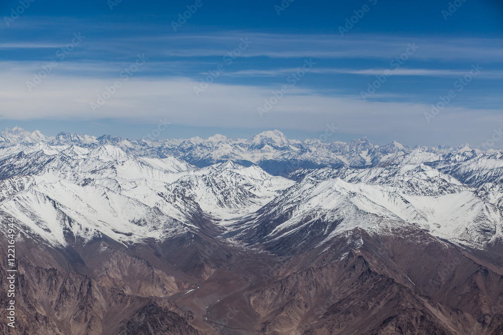 Aerial view over himalayas