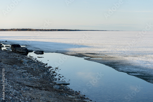 Frozen lake in winter, Lake Winnipeg, Hecla Grindstone Provincia