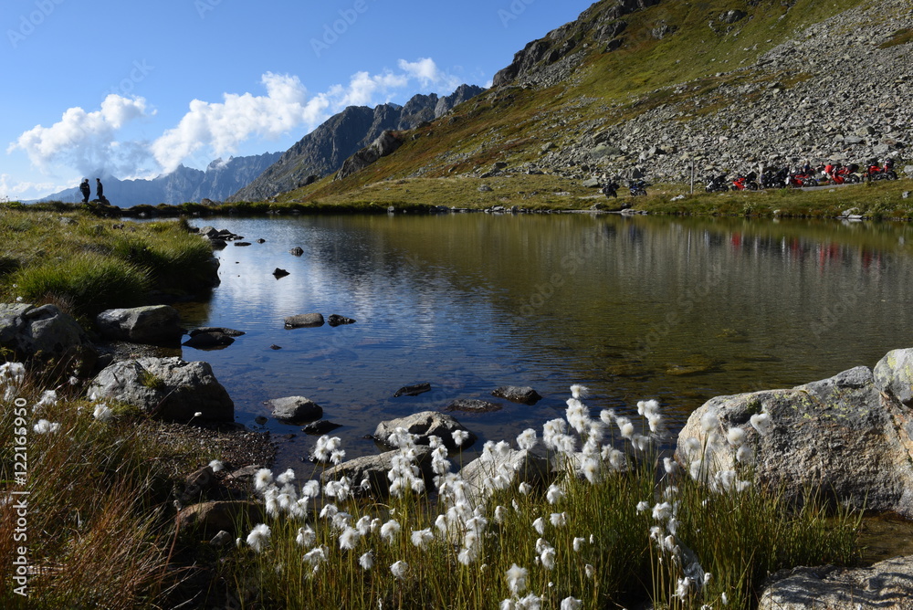 The lake on the top of Susten pass on the Swiss alps