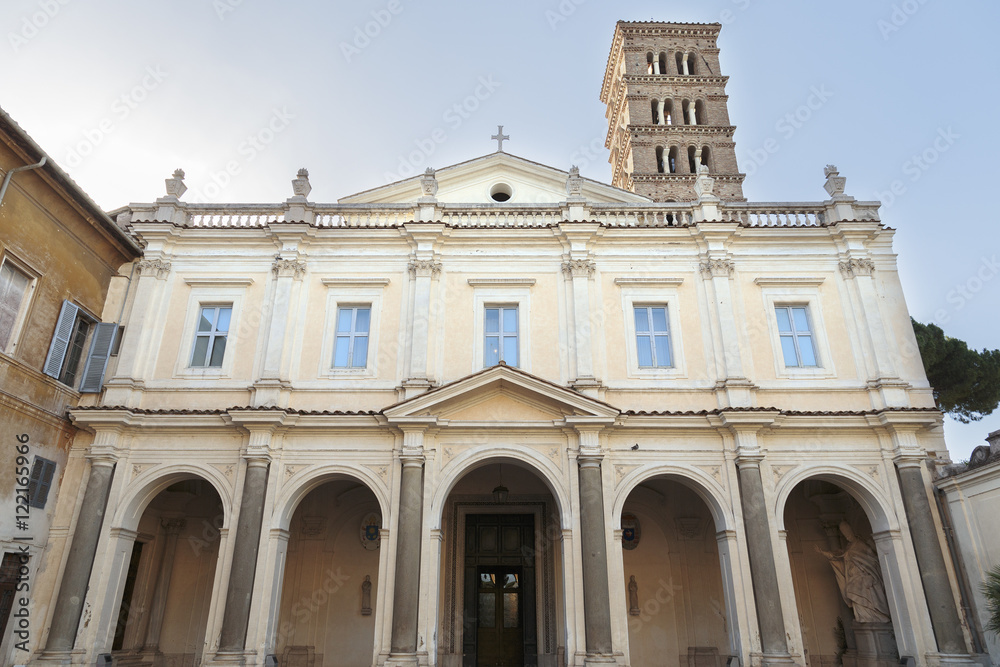 Exterior of Basilica dei Santi Bonifacio e Alessio in Rome, Italy
