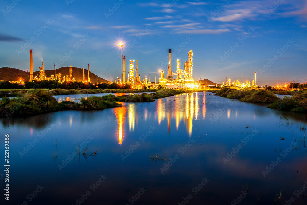 Low light long exposure scenery of Oil refinery plant