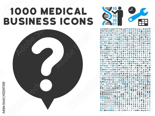 Status Balloon icon with 1000 medical commerce gray and blue vector design elements. Set style is flat bicolor symbols, white background.