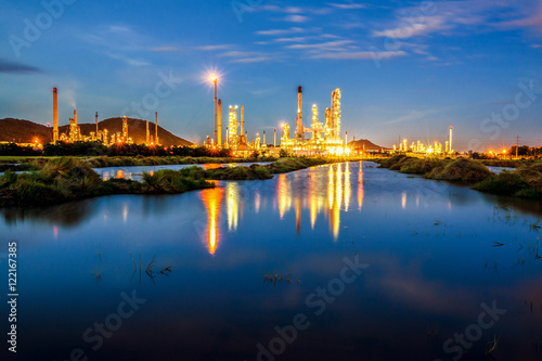 Low light long exposure scenery of Oil refinery plant