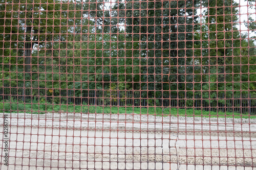 Temporary metal mesh along the road