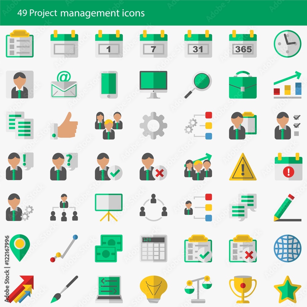 Fototapeta premium Set of 49 modern project management vector icons