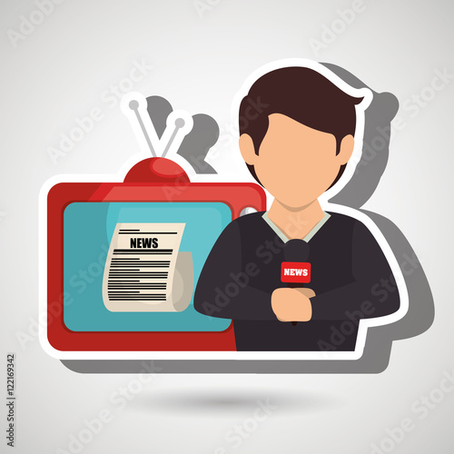 reporter tv news microphone vector illustration eps 10