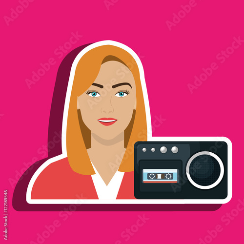 woman voice recorder news vector illustration eps 10