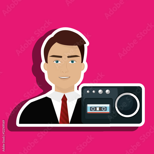 man voice recorder news vector illustration eps 10