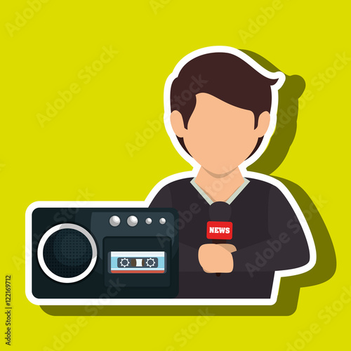 man voice recorder news vector illustration eps 10