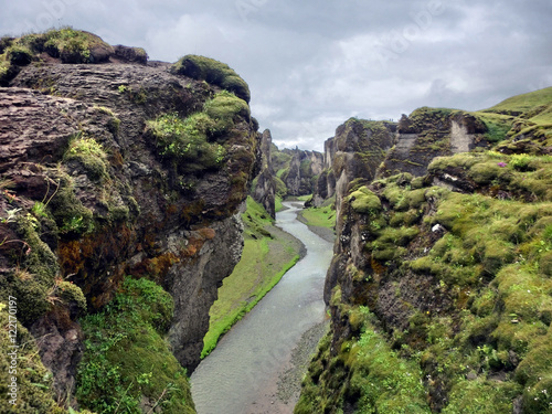 Mossy canyon Fjaðrárgljúfur in Iceland