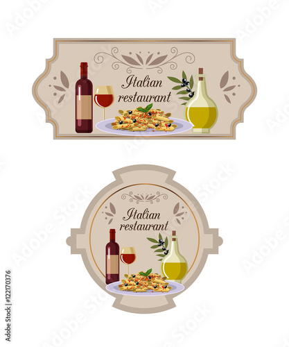 The sign for Italian restaurants, food shops and menus.