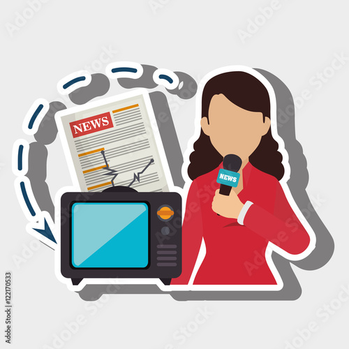 woman tv reportage news vector illustration eps 10