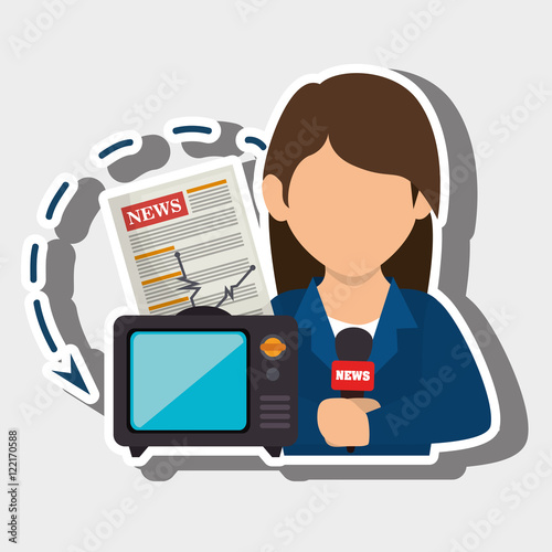 woman tv reportage news vector illustration eps 10