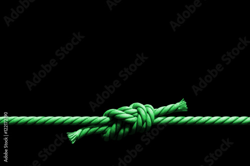 two green ropes with knot (3d illustration background banner) 