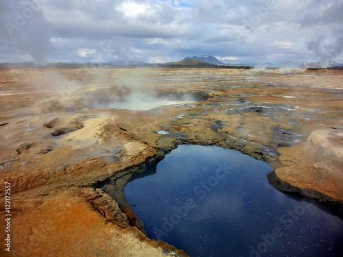 Natural Icelandic hot springs sulfurous pools