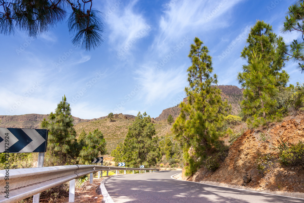The picturesque road on the mountains of the island Gran Canaria. Spain