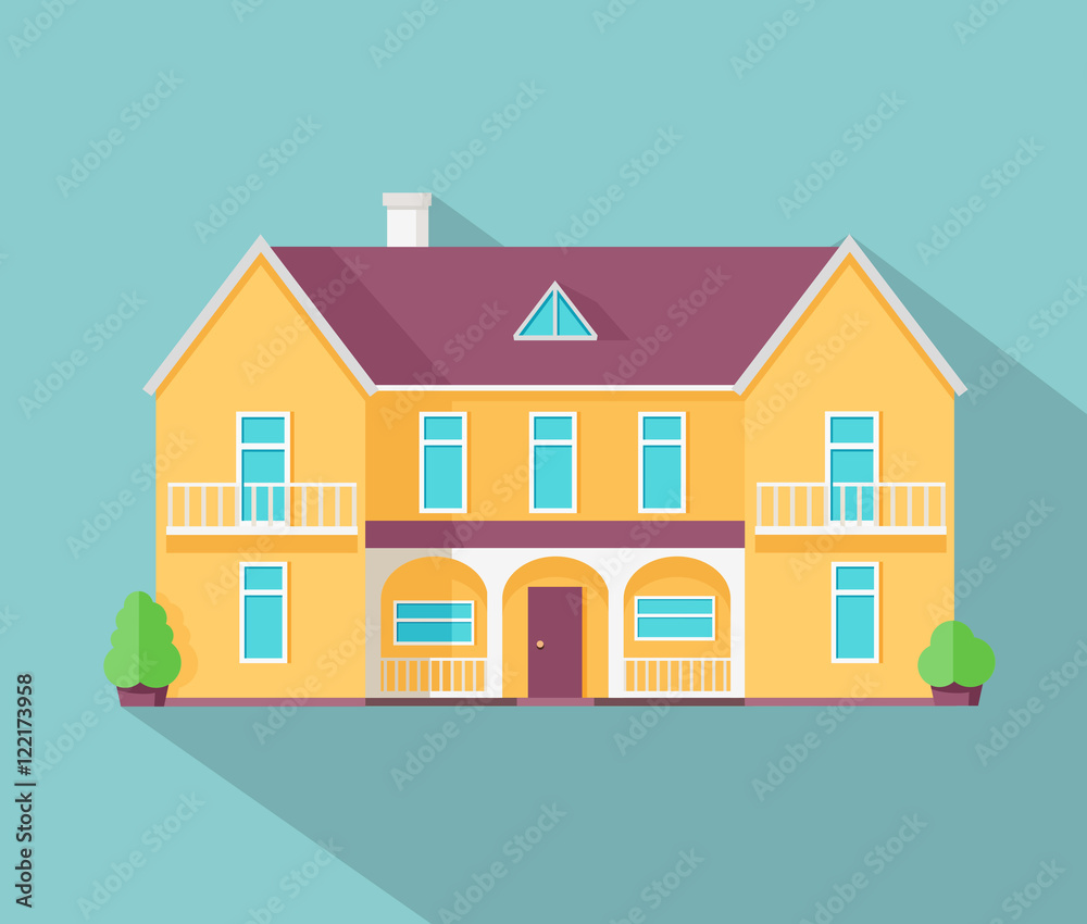 Happy House with Terrace Banner Poster Template. Happy House with Terrace Banner Poster Template.