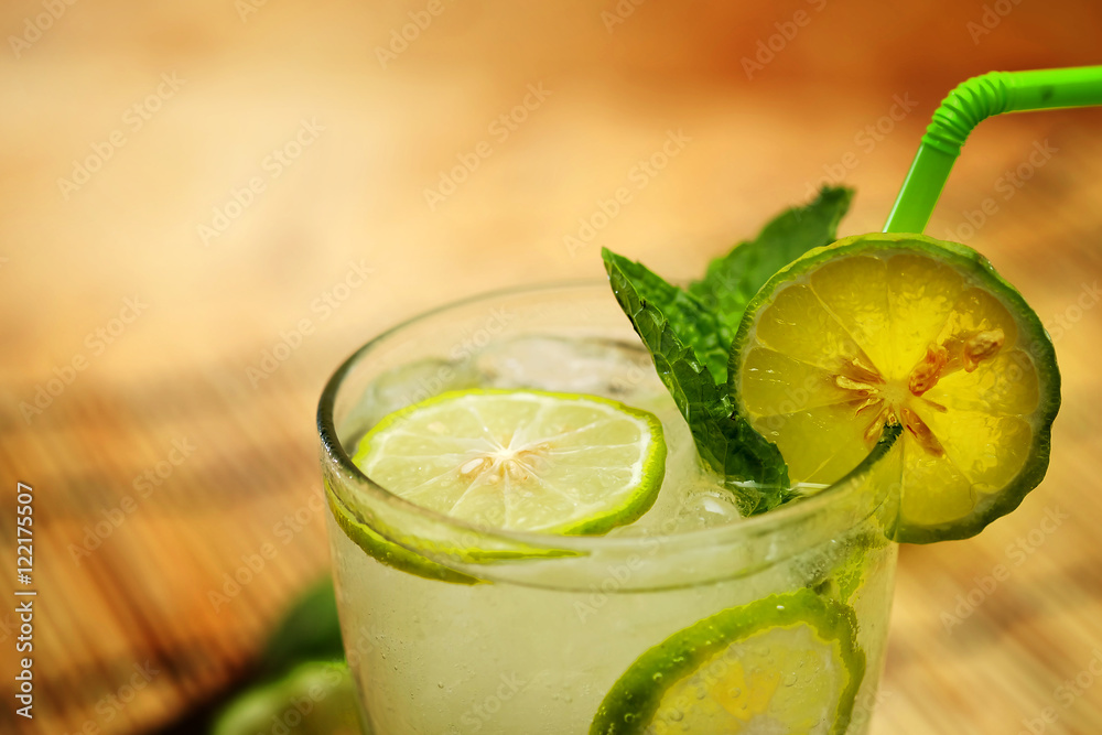 Kaffir lime, Bergamot soda Cool drink , Herb for Treatment of Acid Reflux, with Earth tone