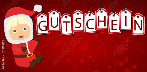 Hängendes Etiketten : Gutschein mit Weihnachtsmann - Baby Santa