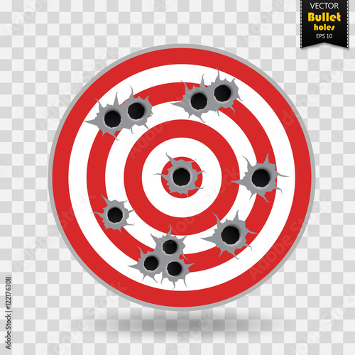 Shooting range target shot full of bullet holes.