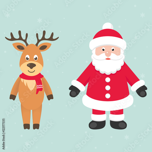 cartoon deer and santa claus © julia_january